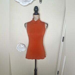 NTM: Express Rust Orange Mock Turtleneck Stretchy Sleeveless Top Size Medium